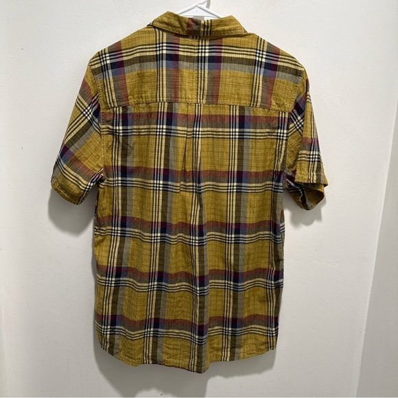 Toad & Co. Plaid Button Down Cotton Shirt Yellow Brown Plaid Casual - Picture 5 of 5